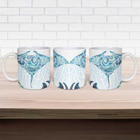 New Zealand Manta Ray Tattoo Ceramic Mug Aotearoa Maori Haehae Paua Shell - Polynesian Pride