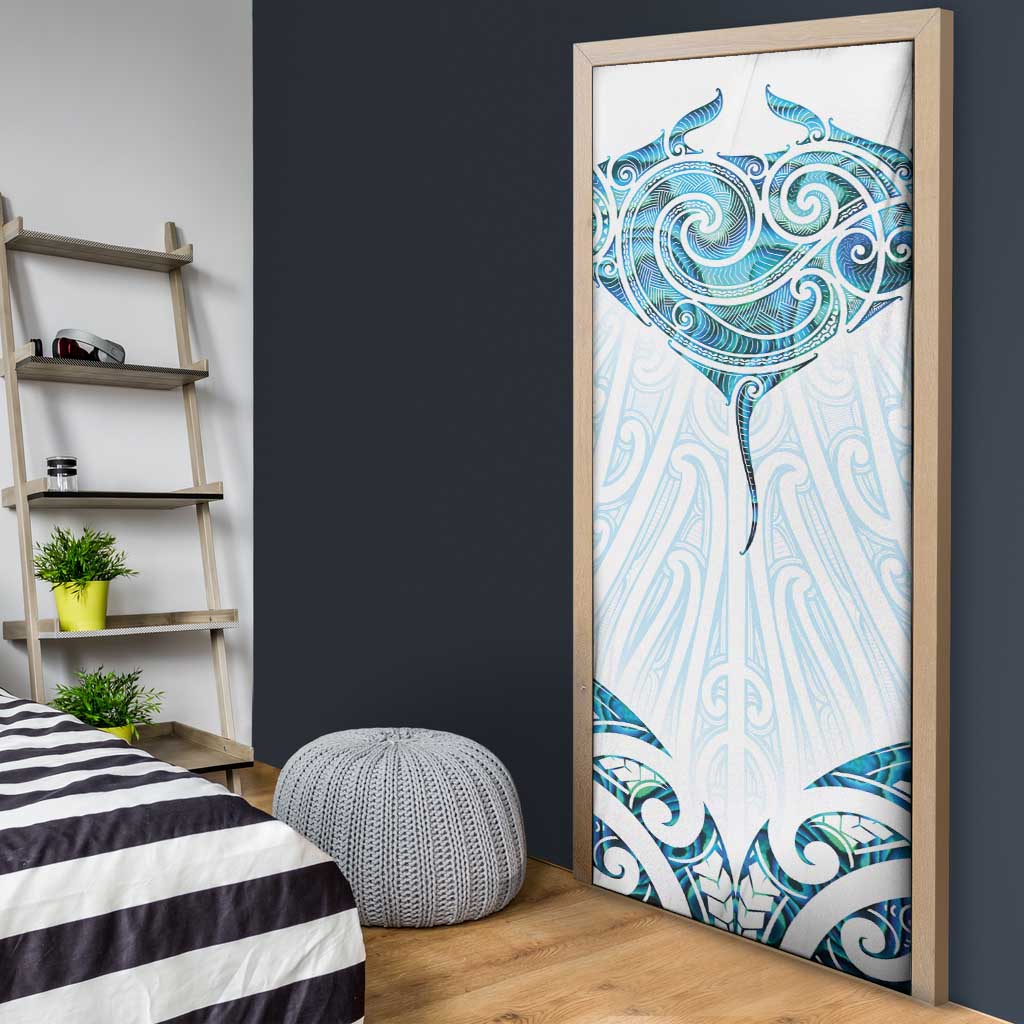 New Zealand Manta Ray Tattoo Door Cover Aotearoa Maori Haehae Paua Shell - Polynesian Pride