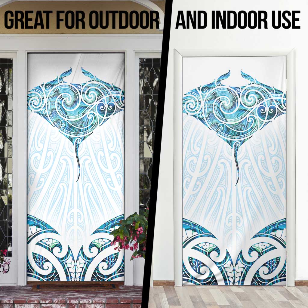 New Zealand Manta Ray Tattoo Door Cover Aotearoa Maori Haehae Paua Shell - Polynesian Pride