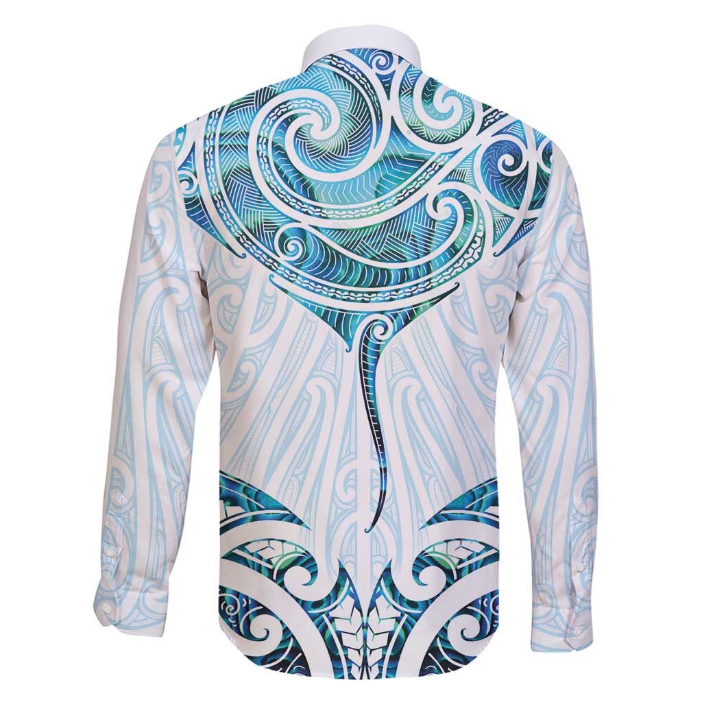 New Zealand Manta Ray Tattoo Family Matching Puletasi and Hawaiian Shirt Aotearoa Maori Haehae Paua Shell - Polynesian Pride