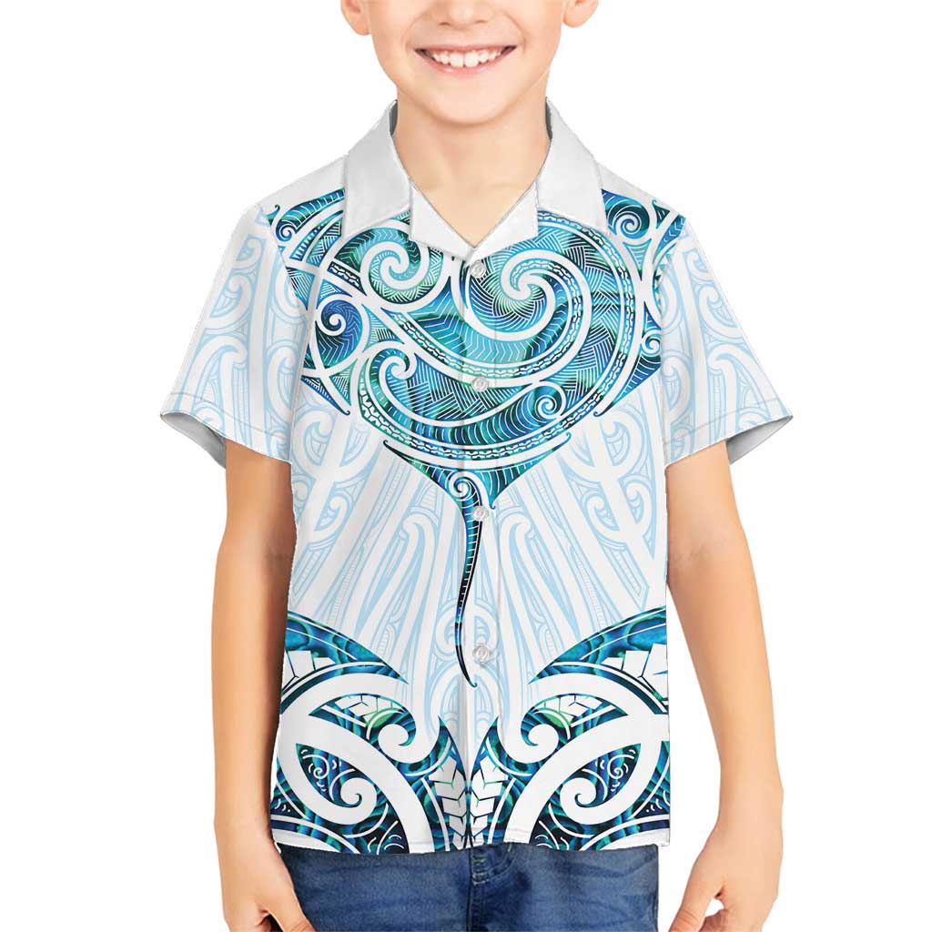 New Zealand Manta Ray Tattoo Family Matching Summer Maxi Dress and Hawaiian Shirt Aotearoa Maori Haehae Paua Shell - Polynesian Pride