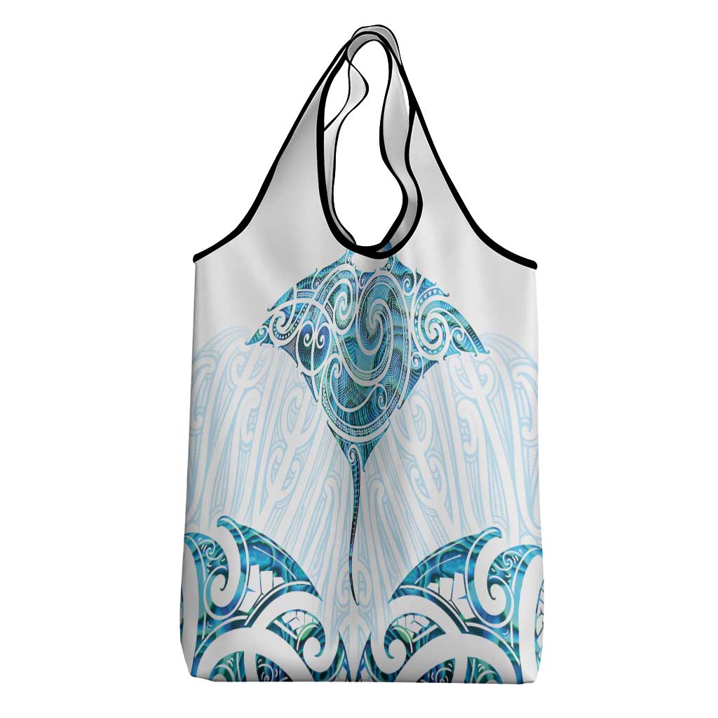 New Zealand Manta Ray Tattoo Grocery Bag Aotearoa Maori Haehae Paua Shell - Polynesian Pride