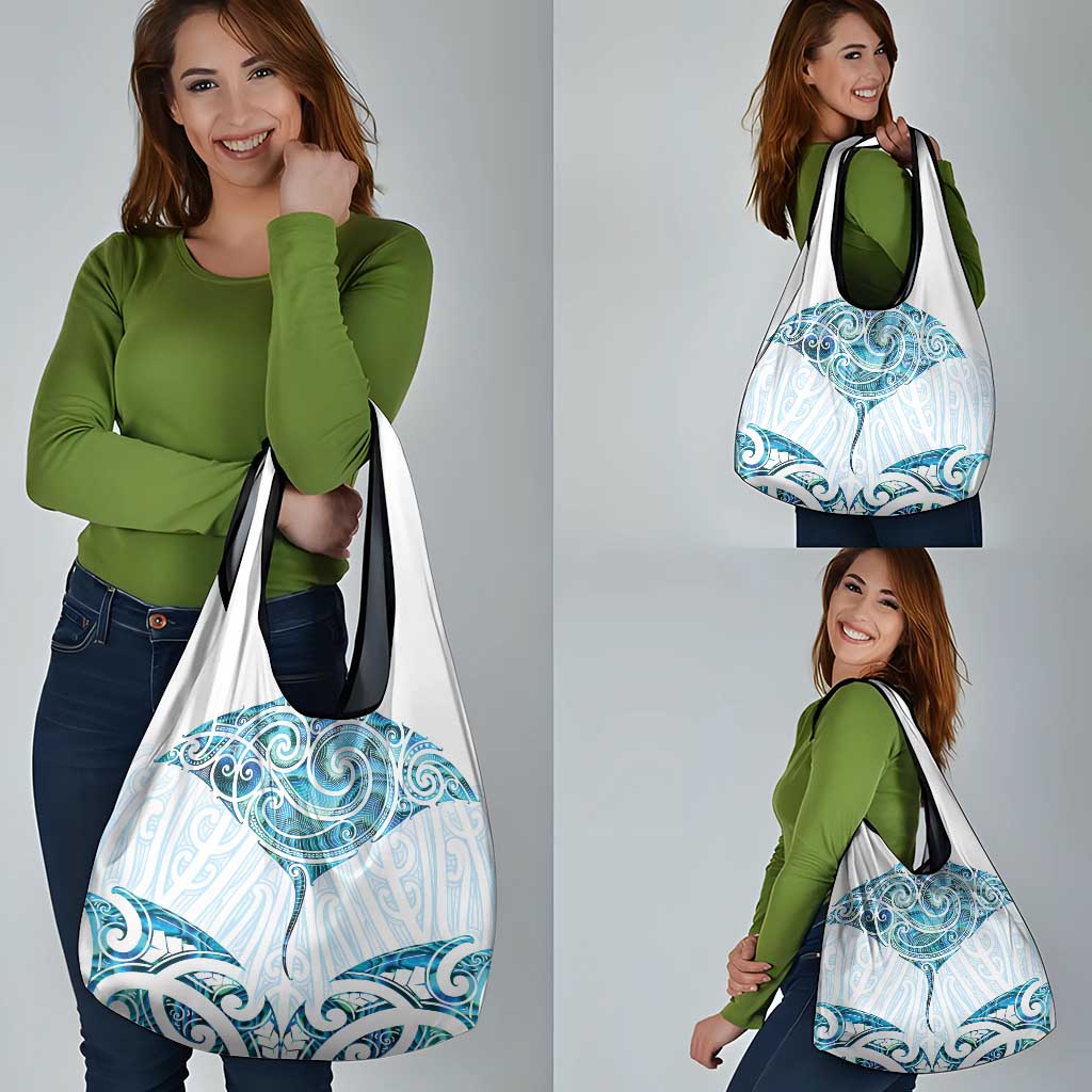 New Zealand Manta Ray Tattoo Grocery Bag Aotearoa Maori Haehae Paua Shell - Polynesian Pride