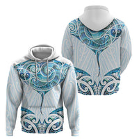 New Zealand Manta Ray Tattoo Hoodie Aotearoa Maori Haehae Paua Shell - Polynesian Pride