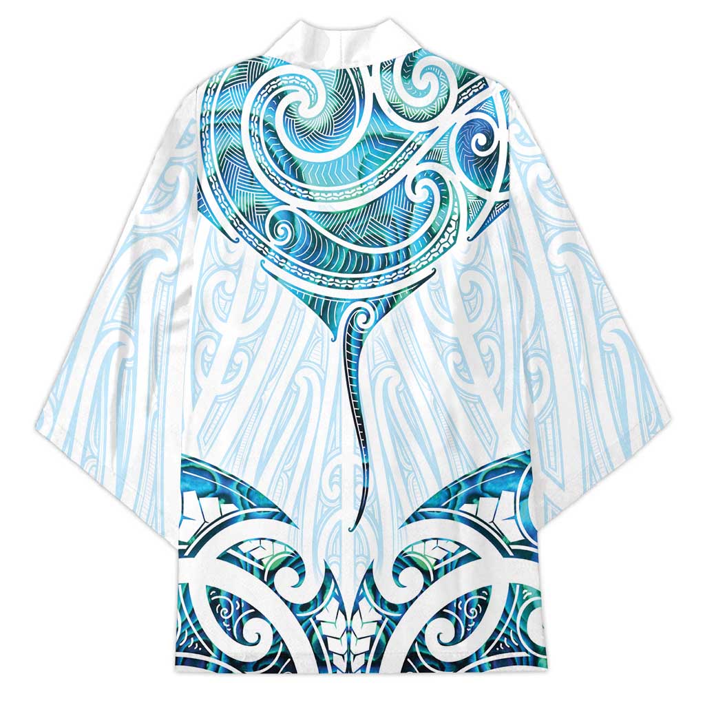 New Zealand Manta Ray Tattoo Kimono Aotearoa Maori Haehae Paua Shell - Polynesian Pride
