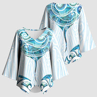 New Zealand Manta Ray Tattoo Kimono Sleeve Blouse Aotearoa Maori Haehae Paua Shell - Polynesian Pride