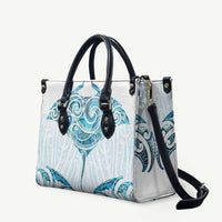 New Zealand Manta Ray Tattoo Leather Bag Aotearoa Maori Haehae Paua Shell - Polynesian Pride
