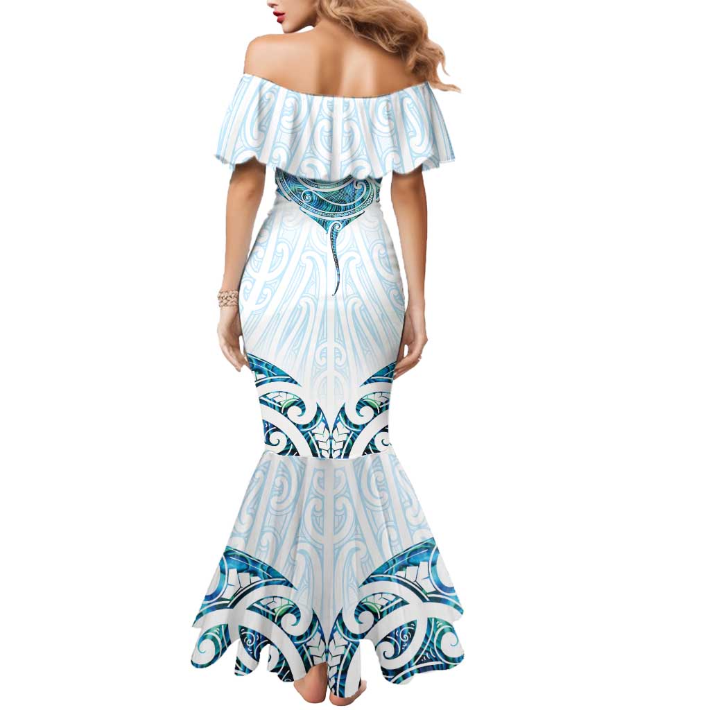 New Zealand Manta Ray Tattoo Mermaid Dress Aotearoa Maori Haehae Paua Shell - Polynesian Pride