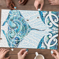 New Zealand Manta Ray Tattoo Puzzle Aotearoa Maori Haehae Paua Shell - Polynesian Pride