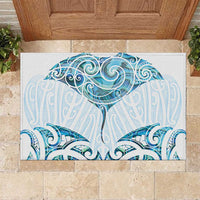 New Zealand Manta Ray Tattoo Rubber Doormat Aotearoa Maori Haehae Paua Shell - Polynesian Pride