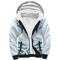 New Zealand Manta Ray Tattoo Sherpa Hoodie Aotearoa Maori Haehae Paua Shell - Polynesian Pride
