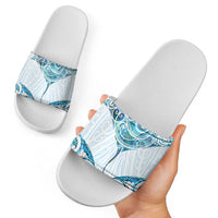 New Zealand Manta Ray Tattoo Slide Sandals Aotearoa Maori Haehae Paua Shell - Polynesian Pride