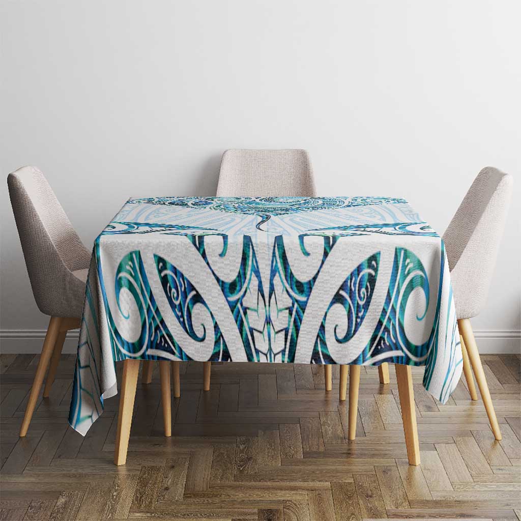 New Zealand Manta Ray Tattoo Tablecloth Aotearoa Maori Haehae Paua Shell - Polynesian Pride