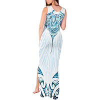 New Zealand Manta Ray Tattoo Tank Maxi Dress Aotearoa Maori Haehae Paua Shell - Polynesian Pride