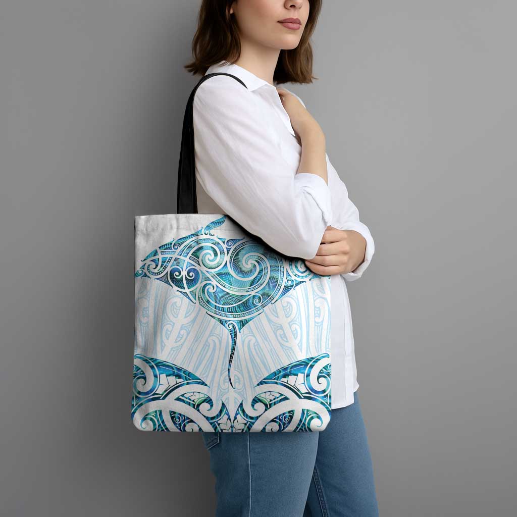 New Zealand Manta Ray Tattoo Tote Bag Aotearoa Maori Haehae Paua Shell - Polynesian Pride