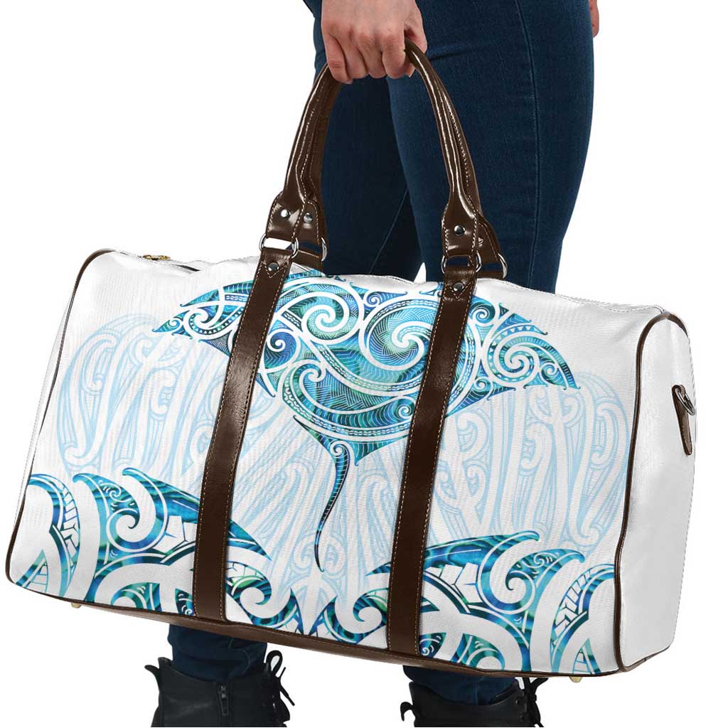 New Zealand Manta Ray Tattoo Travel Bag Aotearoa Maori Haehae Paua Shell - Polynesian Pride