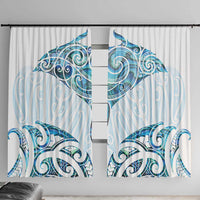 New Zealand Manta Ray Tattoo Window Curtain Aotearoa Maori Haehae Paua Shell - Polynesian Pride