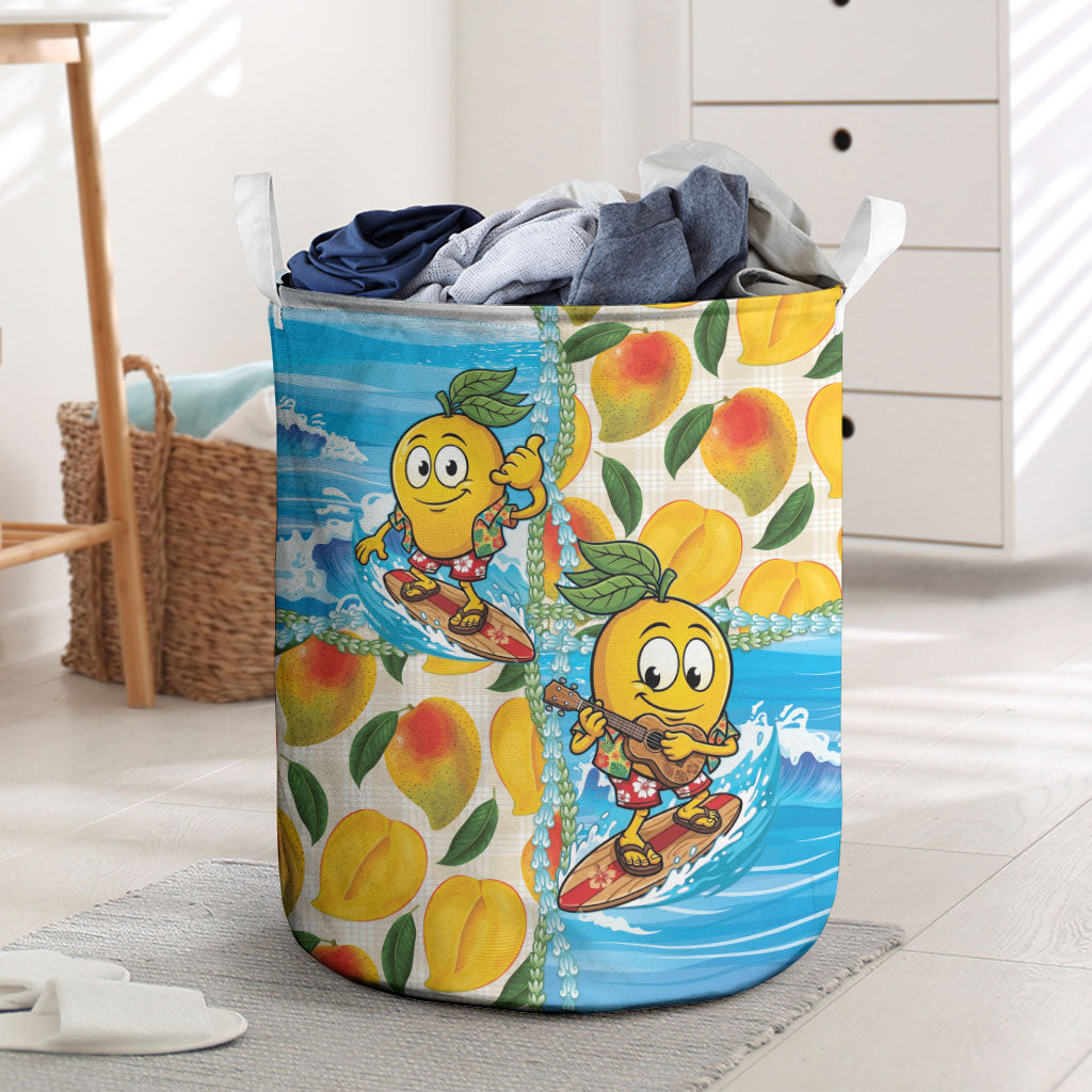 Aloha Hawaii Summer Laundry Basket Hawaiian Lei Surfing Mango Palaka Motifs LT14 Blue - Polynesian Pride