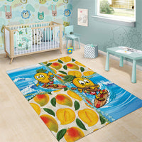 Aloha Hawaii Summer Area Rug Hawaiian Lei Surfing Mango Palaka Motifs LT14 - Polynesian Pride
