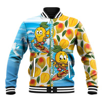 Aloha Hawaii Summer Baseball Jacket Hawaiian Lei Surfing Mango Palaka Motifs LT14 Unisex Blue - Polynesian Pride