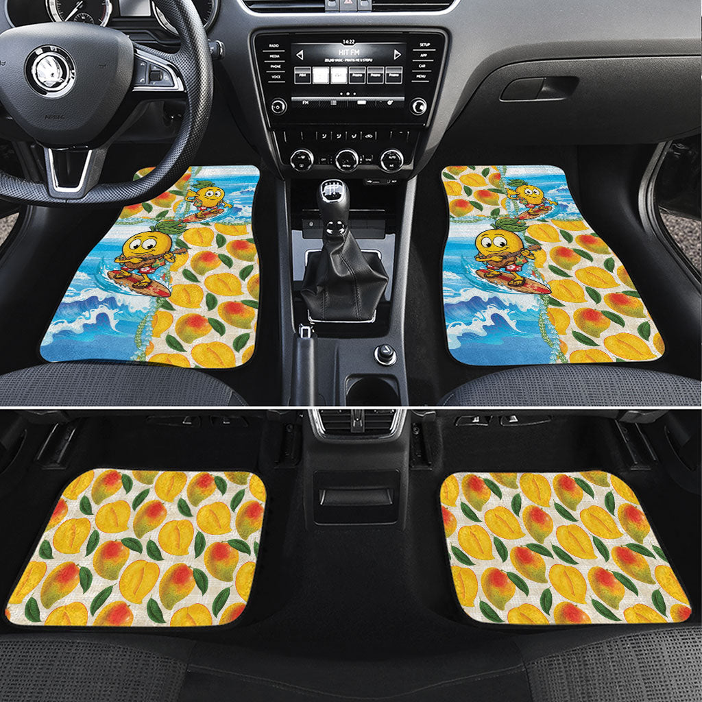 Aloha Hawaii Summer Car Mats Hawaiian Lei Surfing Mango Palaka Motifs LT14 Set 4pcs Blue - Polynesian Pride