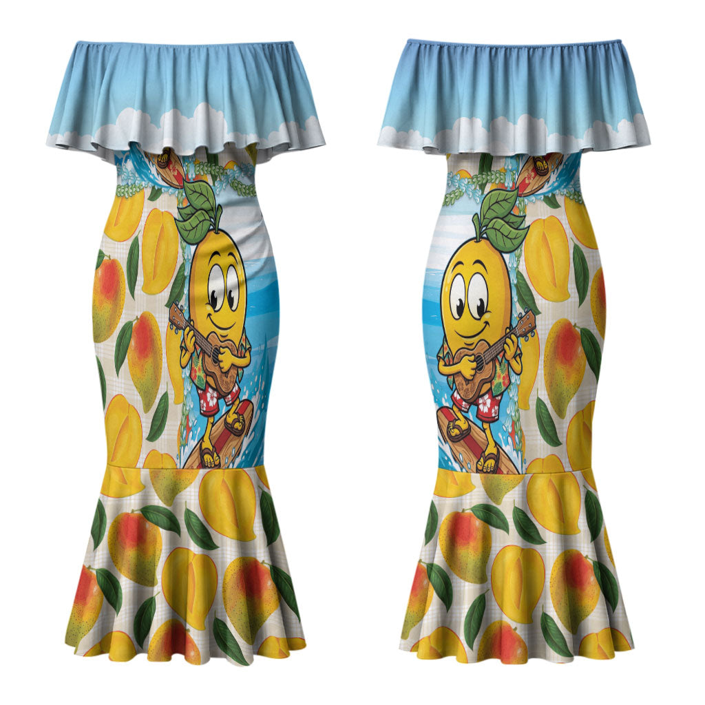 Aloha Hawaii Summer Couples Matching Mermaid Dress and Hawaiian Shirt Hawaiian Lei Surfing Mango Palaka Motifs LT14 - Polynesian Pride