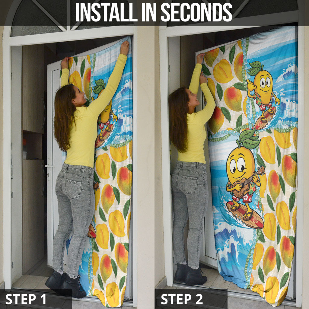 Aloha Hawaii Summer Door Cover Hawaiian Lei Surfing Mango Palaka Motifs