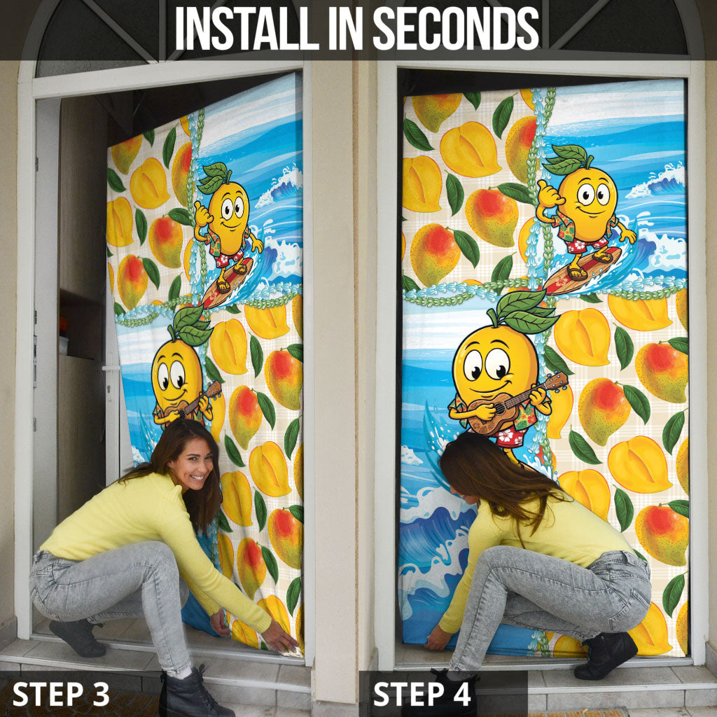 Aloha Hawaii Summer Door Cover Hawaiian Lei Surfing Mango Palaka Motifs