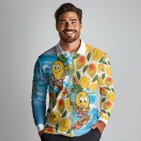 Aloha Hawaii Summer Long Sleeve Polo Shirt Hawaiian Lei Surfing Mango Palaka Motifs LT14 - Polynesian Pride