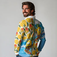 Aloha Hawaii Summer Long Sleeve Polo Shirt Hawaiian Lei Surfing Mango Palaka Motifs LT14 - Polynesian Pride