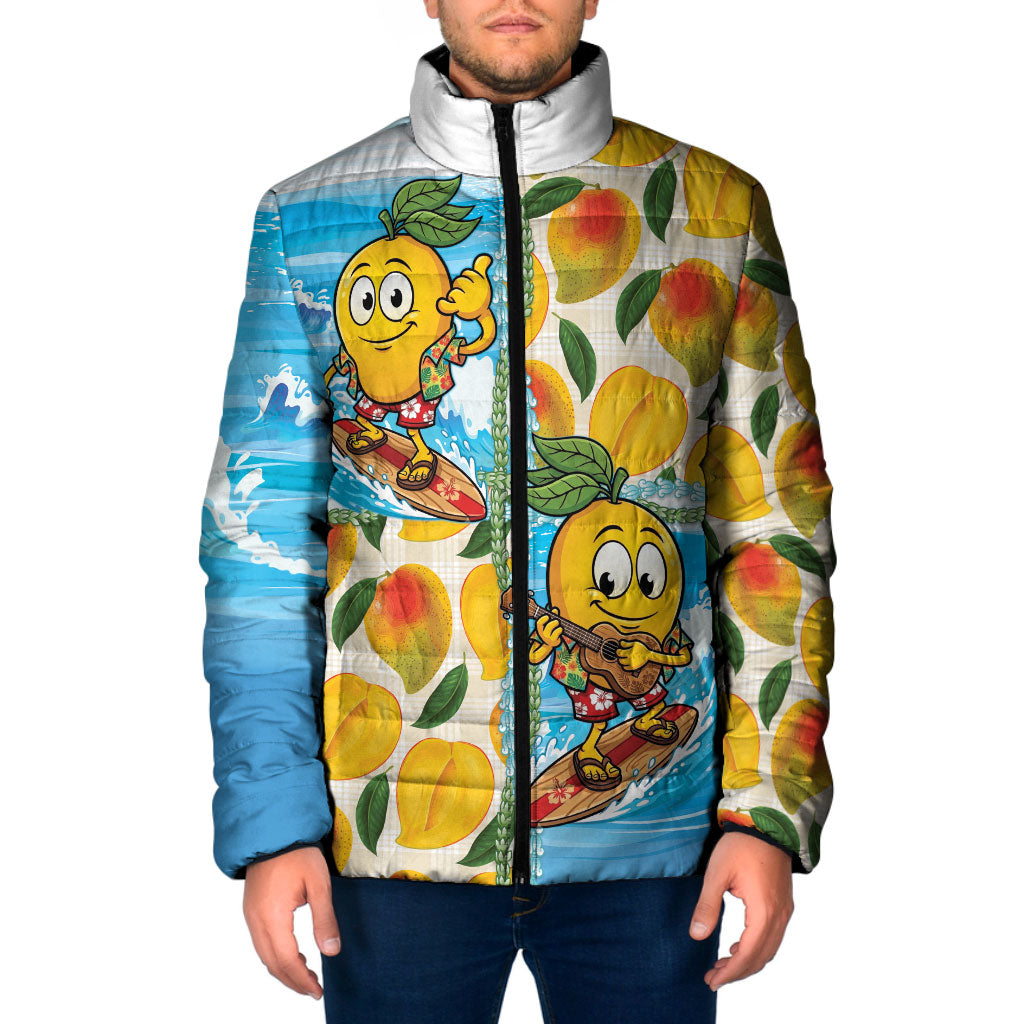 Aloha Hawaii Summer Padded Jacket Hawaiian Lei Surfing Mango Palaka Motifs LT14 Men Blue - Polynesian Pride