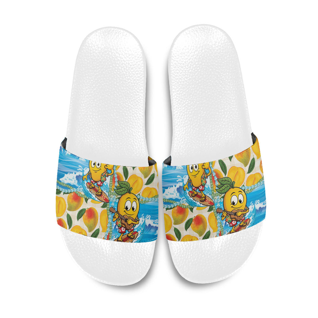 Aloha Hawaii Summer Slide Sandals Hawaiian Lei Surfing Mango Palaka Motifs LT14 Blue - Polynesian Pride