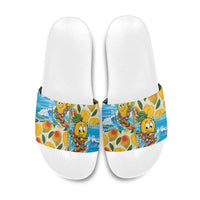Aloha Hawaii Summer Slide Sandals Hawaiian Lei Surfing Mango Palaka Motifs LT14 Blue - Polynesian Pride