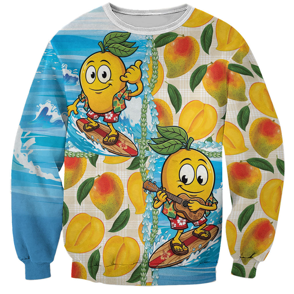 Aloha Hawaii Summer Sweatshirt Hawaiian Lei Surfing Mango Palaka Motifs LT14 Unisex Blue - Polynesian Pride