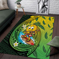 Hawaii Surfing Mango Area Rug Manako Polynesian Fish Hook LT14 Green - Polynesian Pride