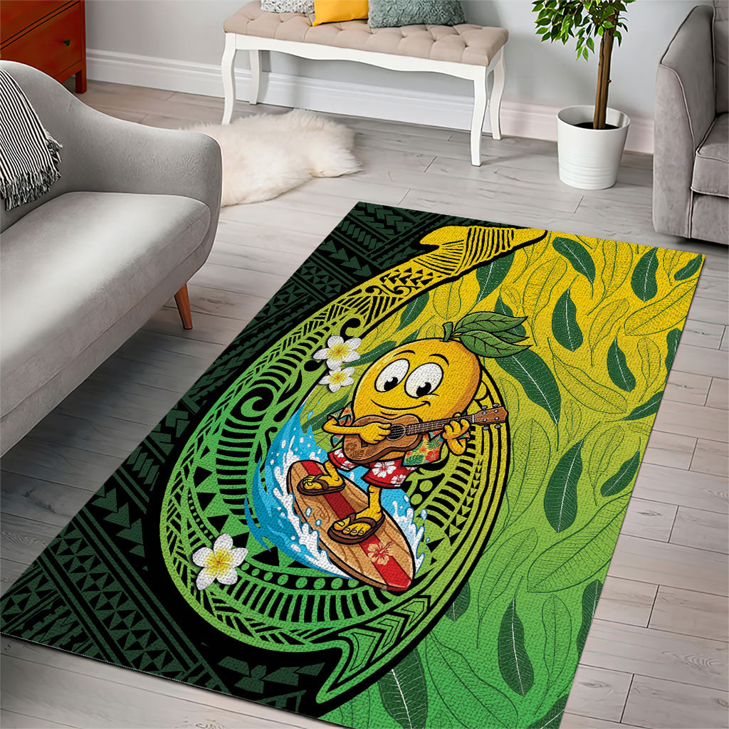 Hawaii Surfing Mango Area Rug Manako Polynesian Fish Hook LT14 - Polynesian Pride