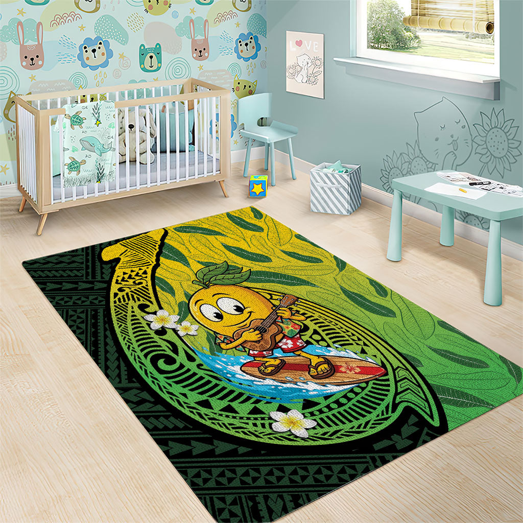 Hawaii Surfing Mango Area Rug Manako Polynesian Fish Hook LT14 - Polynesian Pride