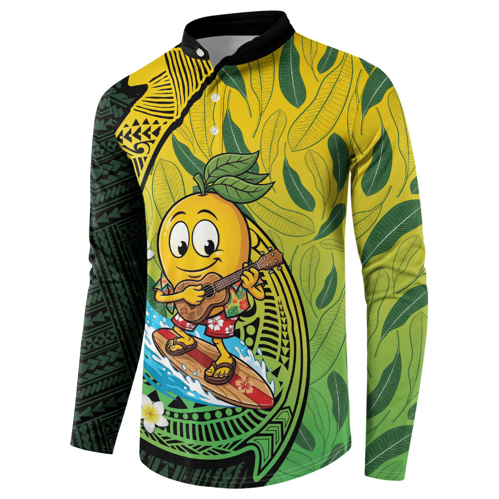Hawaii Surfing Mango Button Sweatshirt Manako Polynesian Fish Hook LT14 - Polynesian Pride