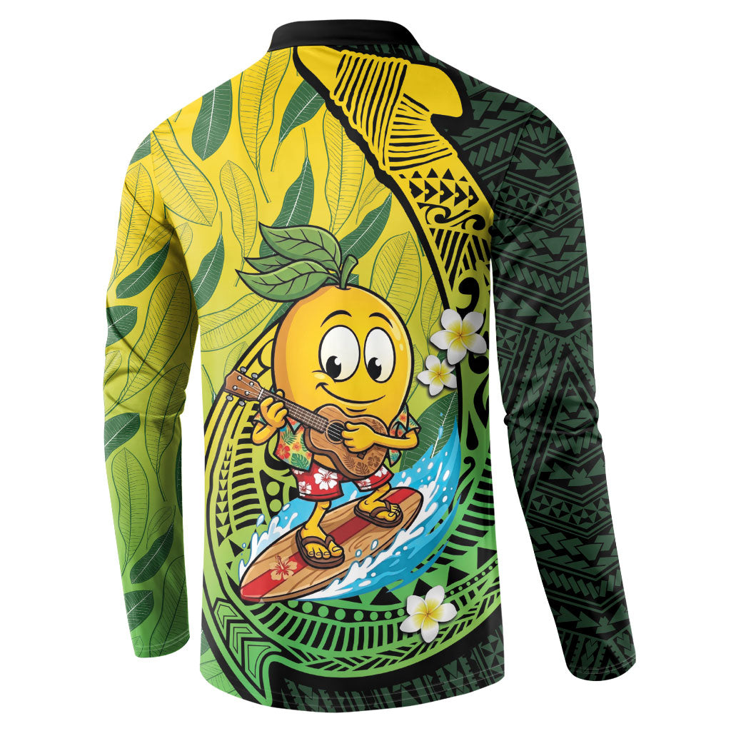 Hawaii Surfing Mango Button Sweatshirt Manako Polynesian Fish Hook LT14 - Polynesian Pride