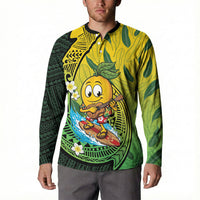 Hawaii Surfing Mango Button Sweatshirt Manako Polynesian Fish Hook LT14 - Polynesian Pride