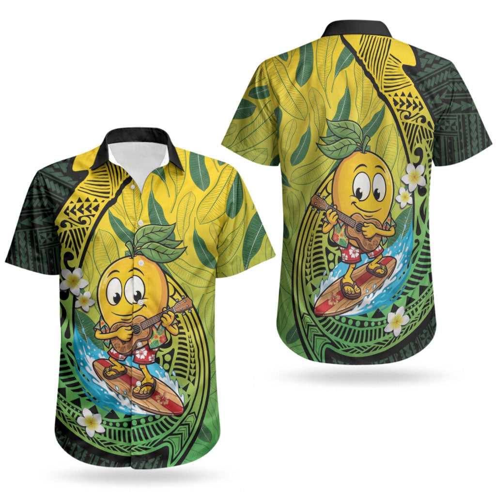Hawaii Surfing Mango Couples Matching Puletasi and Hawaiian Shirt Manako Polynesian Fish Hook LT14 - Polynesian Pride