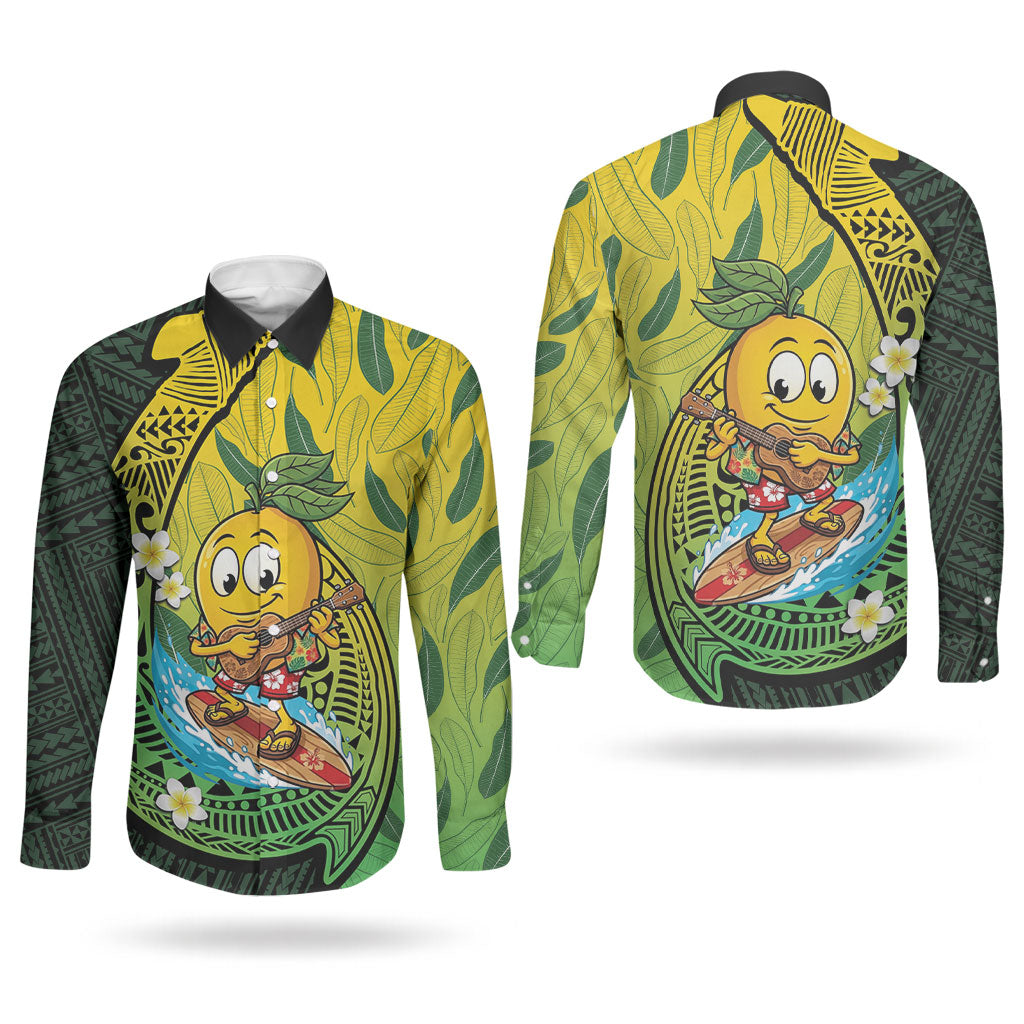 Hawaii Surfing Mango Couples Matching Tank Maxi Dress and Long Sleeve Button Shirt Manako Polynesian Fish Hook