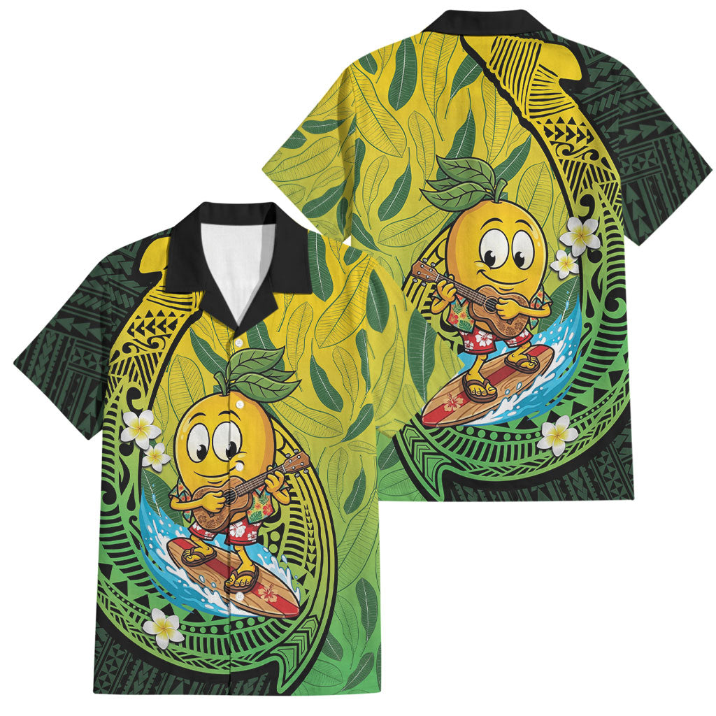 Hawaii Surfing Mango Family Matching Off Shoulder Maxi Dress and Hawaiian Shirt Manako Polynesian Fish Hook
