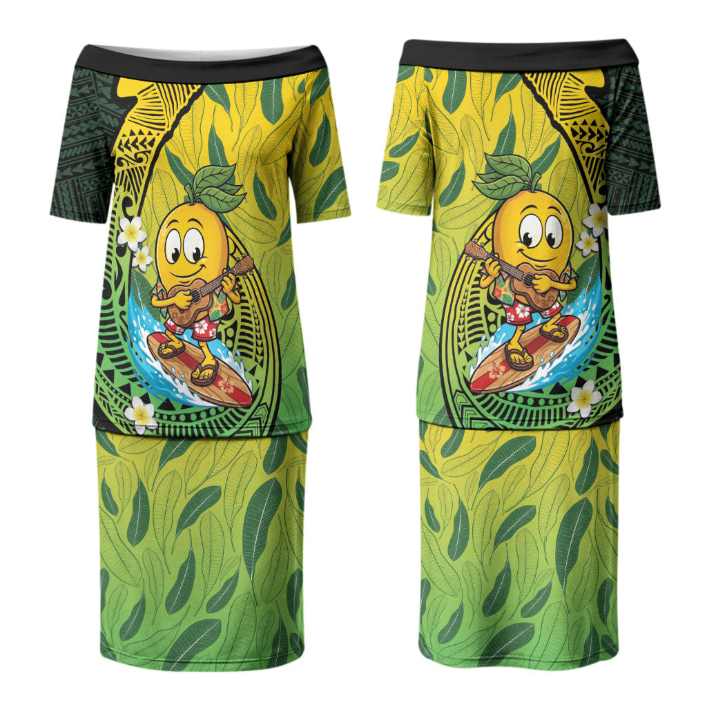 Hawaii Surfing Mango Family Matching Puletasi and Hawaiian Shirt Manako Polynesian Fish Hook