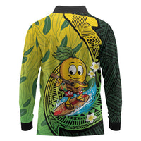 Hawaii Surfing Mango Long Sleeve Polo Shirt Manako Polynesian Fish Hook LT14 - Polynesian Pride