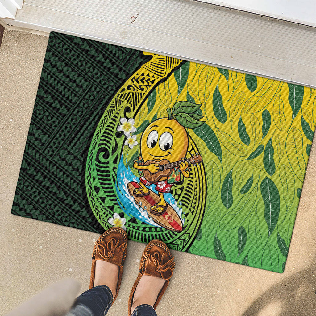 Hawaii Surfing Mango Rubber Doormat Manako Polynesian Fish Hook LT14 - Polynesian Pride