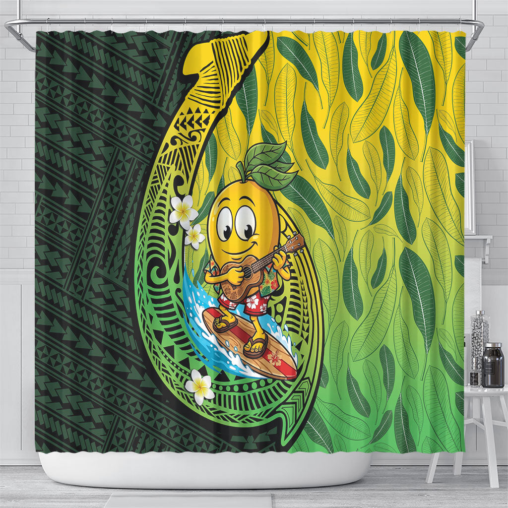 Hawaii Surfing Mango Shower Curtain Manako Polynesian Fish Hook LT14 - Polynesian Pride