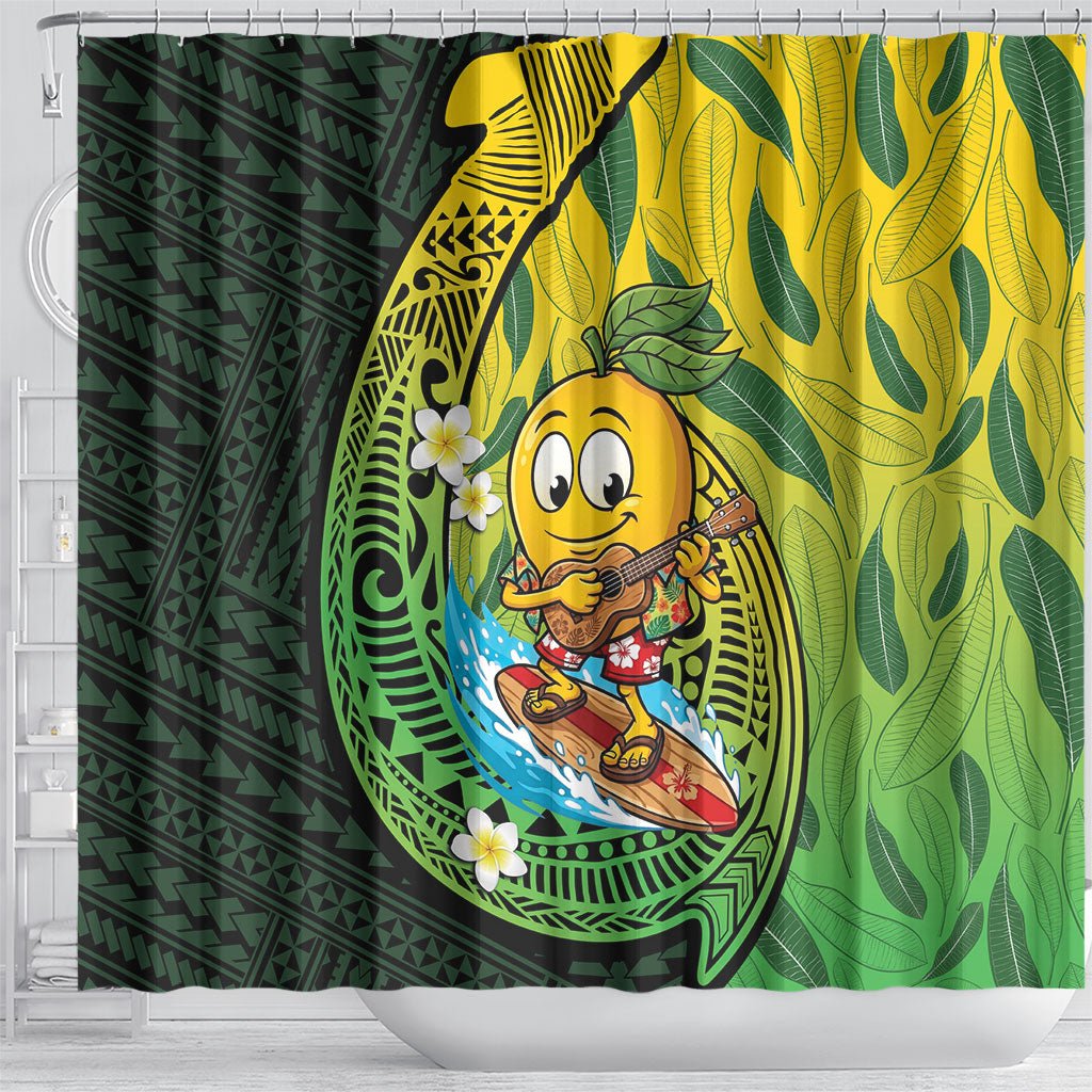 Hawaii Surfing Mango Shower Curtain Manako Polynesian Fish Hook LT14 - Polynesian Pride