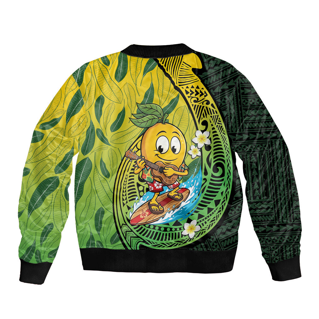 Hawaii Surfing Mango Sleeve Zip Bomber Jacket Manako Polynesian Fish Hook LT14 - Polynesian Pride