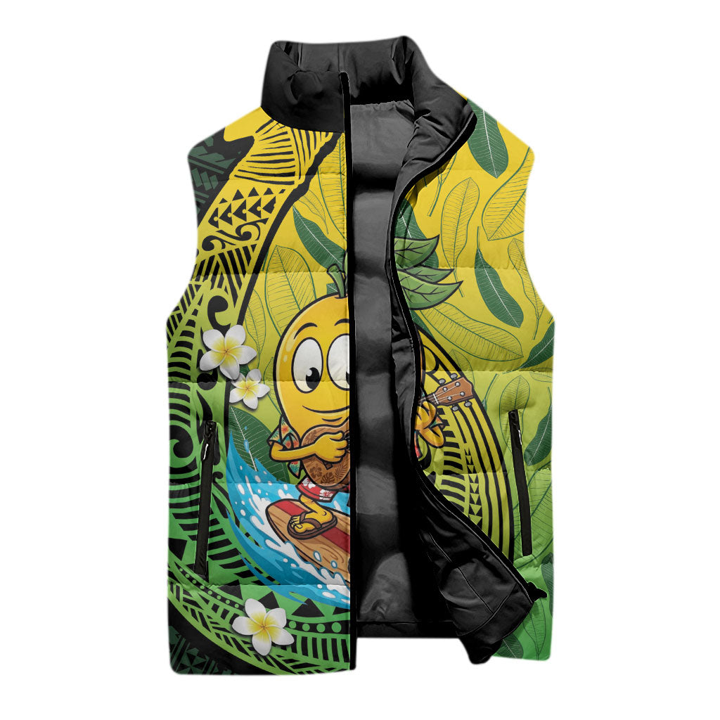Hawaii Surfing Mango Sleeveless Puffer Jacket Manako Polynesian Fish Hook LT14 - Polynesian Pride